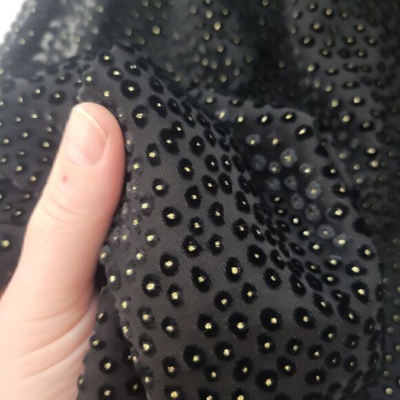 Zara Trafaluc Dobby Black and Gold Dots Halter Keyhole Top - Picture 5 of 11